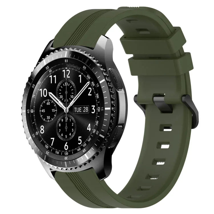 Correia de relógio em silicone riscada côncava de 22mm, para Samsung Galaxy Watch3 45mm, para Samsung Galaxy Watch 46mm, para Samsung Gear S3 Classic, para Samsung Gear S3 Frontier