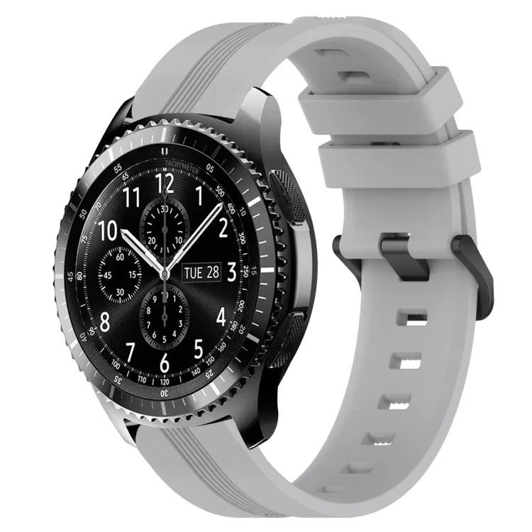 Correia de relógio em silicone riscada côncava de 22mm, para Samsung Galaxy Watch3 45mm, para Samsung Galaxy Watch 46mm, para Samsung Gear S3 Classic, para Samsung Gear S3 Frontier