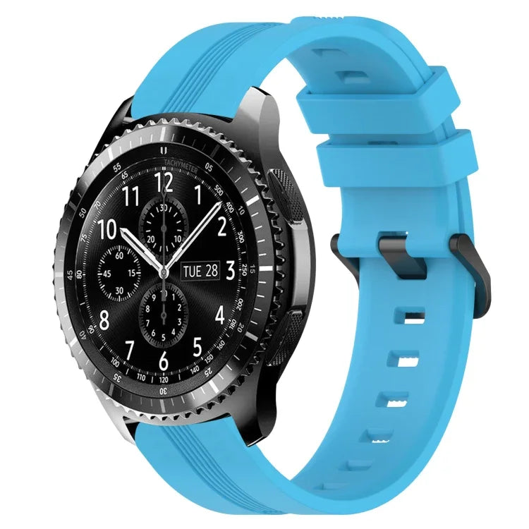 Correia de relógio em silicone riscada côncava de 22mm, para Samsung Galaxy Watch3 45mm, para Samsung Galaxy Watch 46mm, para Samsung Gear S3 Classic, para Samsung Gear S3 Frontier