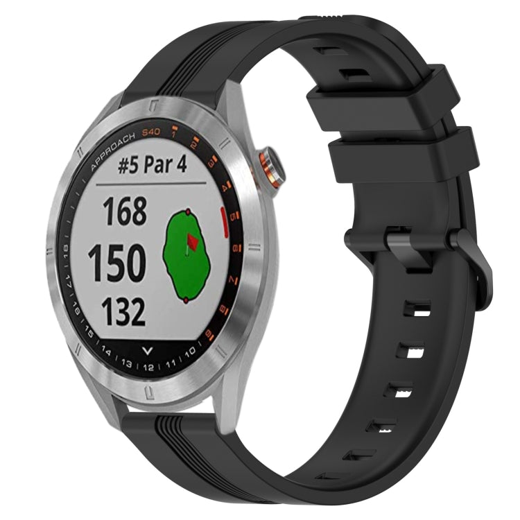 20mm Concave Striped Slicone Watch Band, For Garmin Vivomove Sport, For Garmin Venu 2 Plus, For Garmin Approach S40, For Garmin Forerunner 158