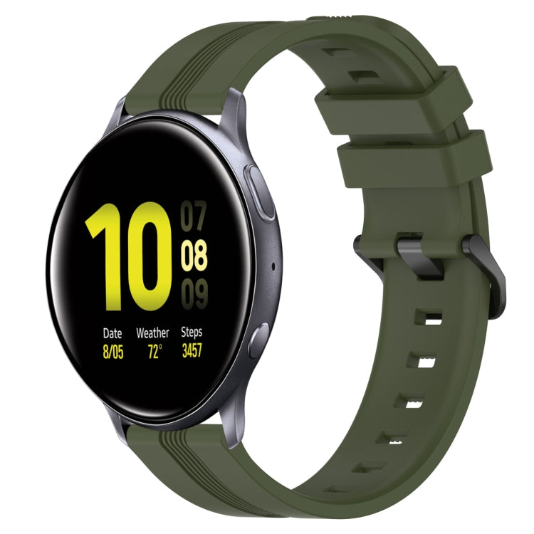 20mm Concave Striped Slicone Watch Band, For Samsung Galaxy Watch Active 2 40mm, For Samsung Galaxy Watch Active 2 44mm, For Samsung Galaxy Watch 42mm, For Samsung Galaxy Watch 6 44mm