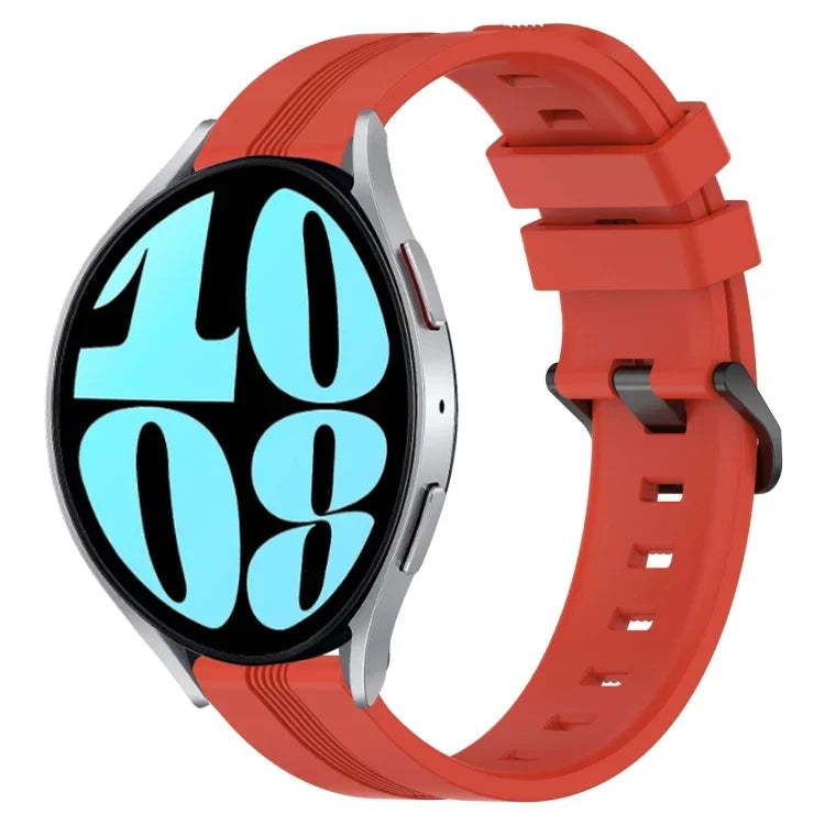 Correia de relógio em silicone riscada côncava de 20mm, para Samsung Galaxy Watch 6 40mm, para Samsung Galaxy Watch 6 Classic 43mm