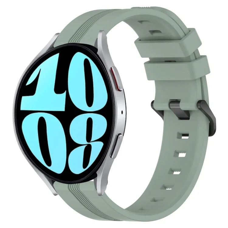 Correia de relógio em silicone riscada côncava de 20mm, para Samsung Galaxy Watch 6 40mm, para Samsung Galaxy Watch 6 Classic 43mm