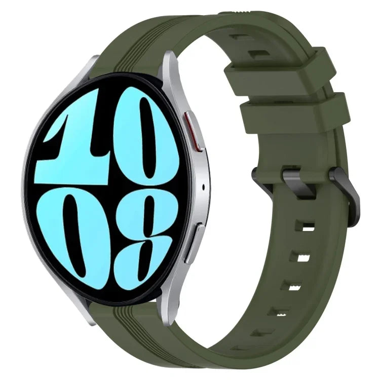 Correia de relógio em silicone riscada côncava de 20mm, para Samsung Galaxy Watch 6 40mm, para Samsung Galaxy Watch 6 Classic 43mm