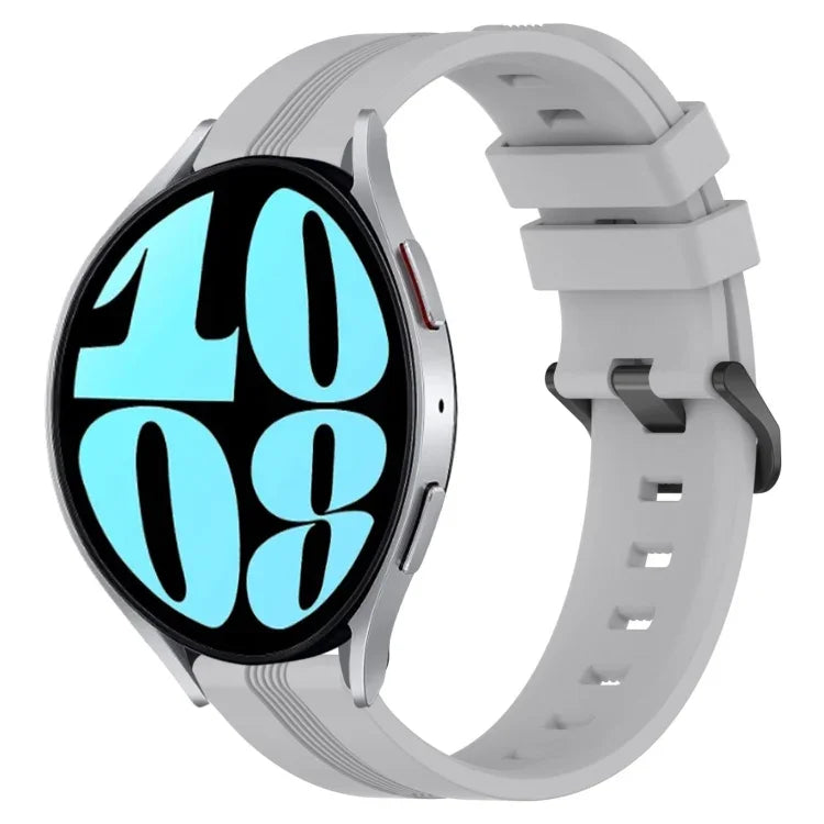 Correia de relógio em silicone riscada côncava de 20mm, para Samsung Galaxy Watch 6 40mm, para Samsung Galaxy Watch 6 Classic 43mm