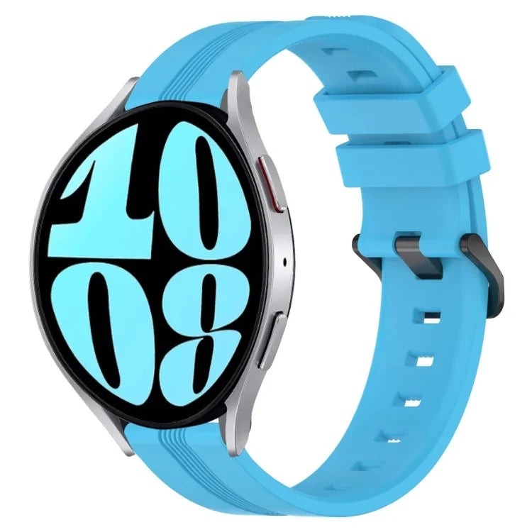 Correia de relógio em silicone riscada côncava de 20mm, para Samsung Galaxy Watch 6 40mm, para Samsung Galaxy Watch 6 Classic 43mm
