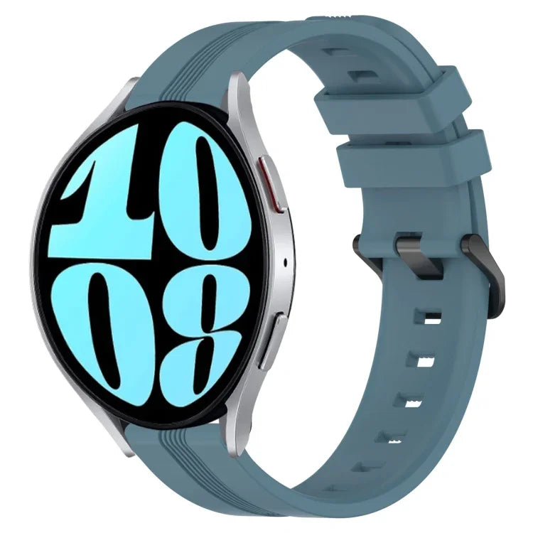 Correia de relógio em silicone riscada côncava de 20mm, para Samsung Galaxy Watch 6 40mm, para Samsung Galaxy Watch 6 Classic 43mm