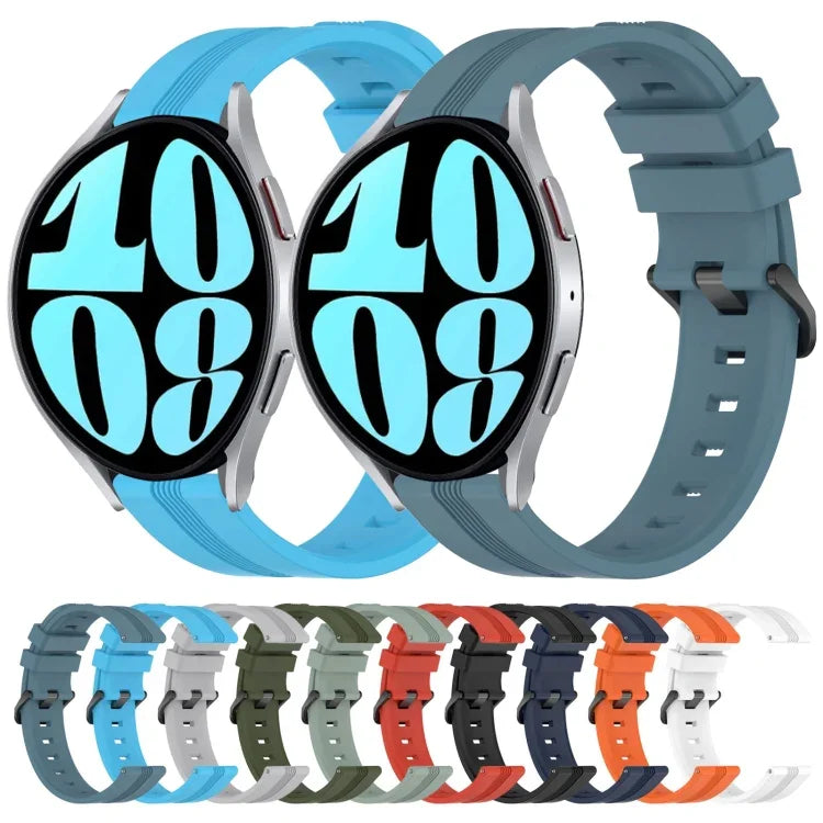Correia de relógio em silicone riscada côncava de 20mm, para Samsung Galaxy Watch 6 40mm, para Samsung Galaxy Watch 6 Classic 43mm