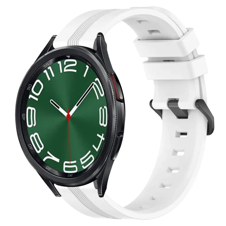 Correia de relógio em silicone riscada côncava de 20mm, para Samsung Galaxy Watch 6 40mm, para Samsung Galaxy Watch 6 Classic 43mm