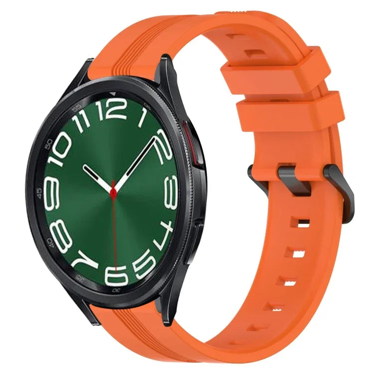 Correia de relógio em silicone riscada côncava de 20mm, para Samsung Galaxy Watch 6 40mm, para Samsung Galaxy Watch 6 Classic 43mm