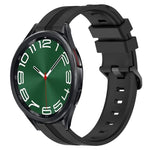 Correia de relógio em silicone riscada côncava de 20mm, para Samsung Galaxy Watch 6 40mm, para Samsung Galaxy Watch 6 Classic 43mm