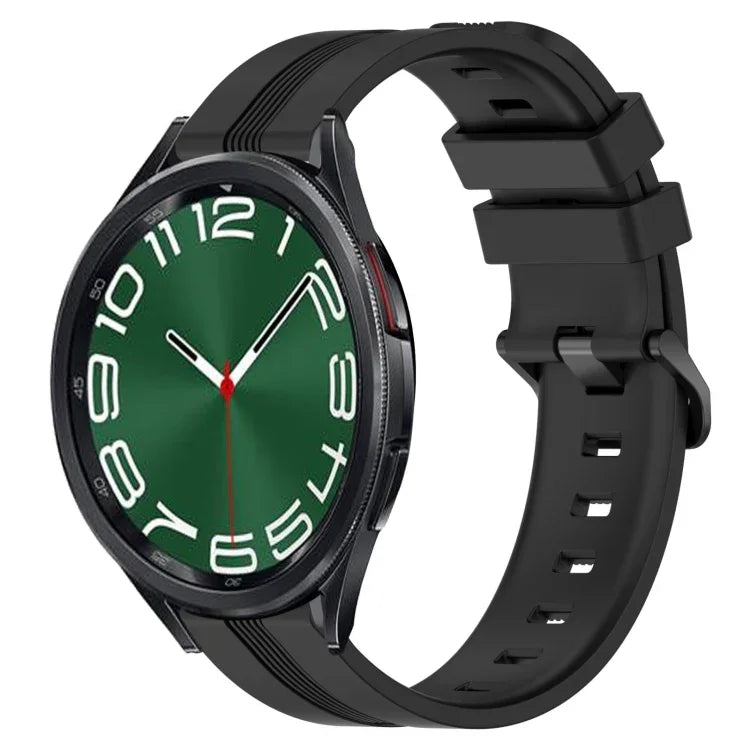 Correia de relógio em silicone riscada côncava de 20mm, para Samsung Galaxy Watch 6 40mm, para Samsung Galaxy Watch 6 Classic 43mm