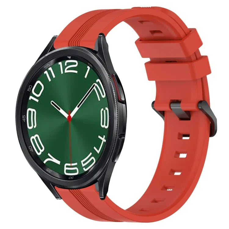 Correia de relógio em silicone riscada côncava de 20mm, para Samsung Galaxy Watch 6 40mm, para Samsung Galaxy Watch 6 Classic 43mm