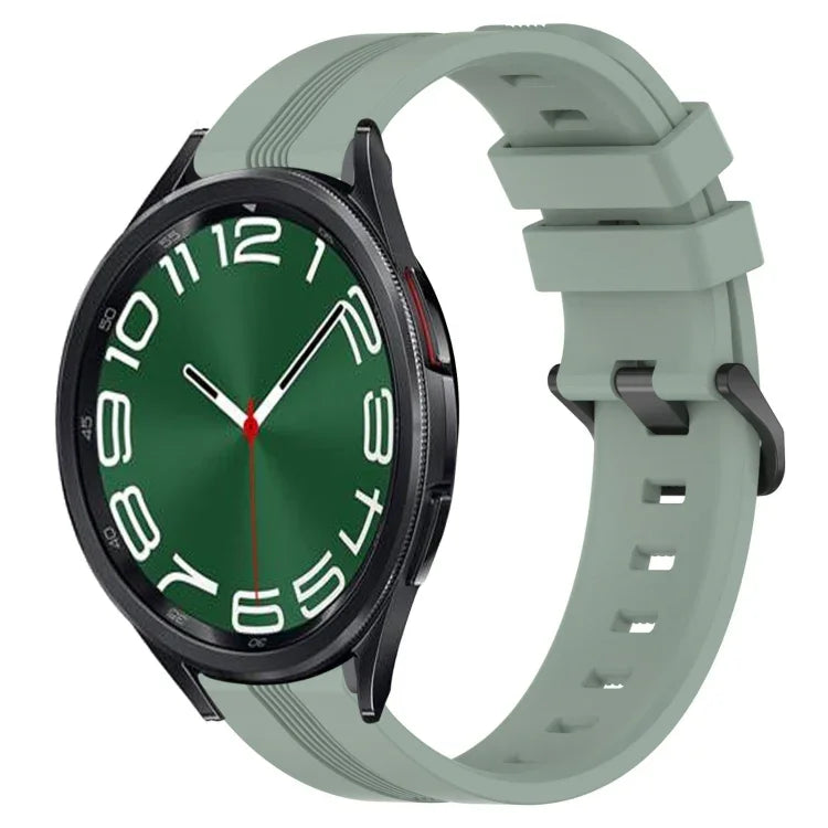 Correia de relógio em silicone riscada côncava de 20mm, para Samsung Galaxy Watch 6 40mm, para Samsung Galaxy Watch 6 Classic 43mm