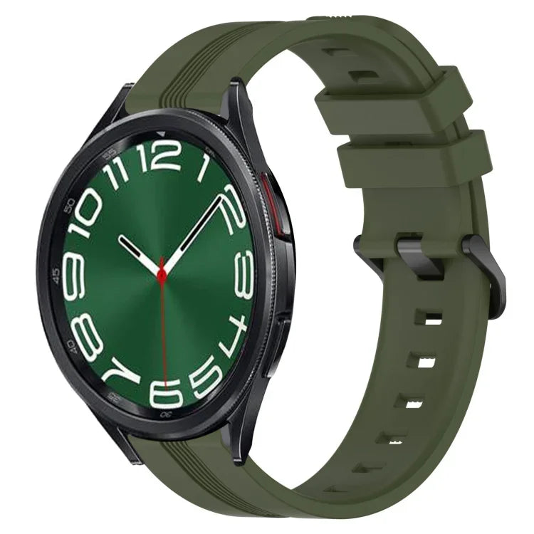 Correia de relógio em silicone riscada côncava de 20mm, para Samsung Galaxy Watch 6 40mm, para Samsung Galaxy Watch 6 Classic 43mm
