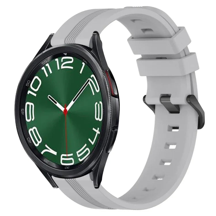 Correia de relógio em silicone riscada côncava de 20mm, para Samsung Galaxy Watch 6 40mm, para Samsung Galaxy Watch 6 Classic 43mm