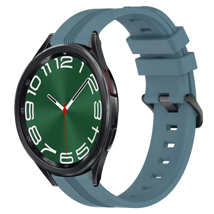 Correia de relógio em silicone riscada côncava de 20mm, para Samsung Galaxy Watch 6 40mm, para Samsung Galaxy Watch 6 Classic 43mm