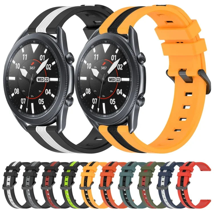 Correia de Relógio de Silicone Bicolor Vertical 22mm, Para Samsung Galaxy Watch3 45mm, Para Samsung Galaxy Watch 46mm, Para Samsung Gear S3 Classic, Para Samsung Gear S3 Frontier