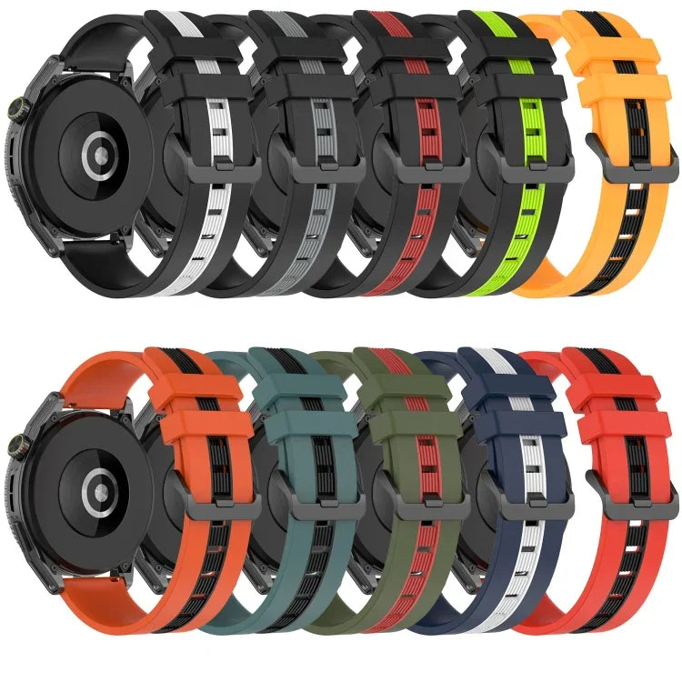 Correia de Relógio de Silicone Bicolor Vertical 22mm, Para Samsung Galaxy Watch3 45mm, Para Samsung Galaxy Watch 46mm, Para Samsung Gear S3 Classic, Para Samsung Gear S3 Frontier