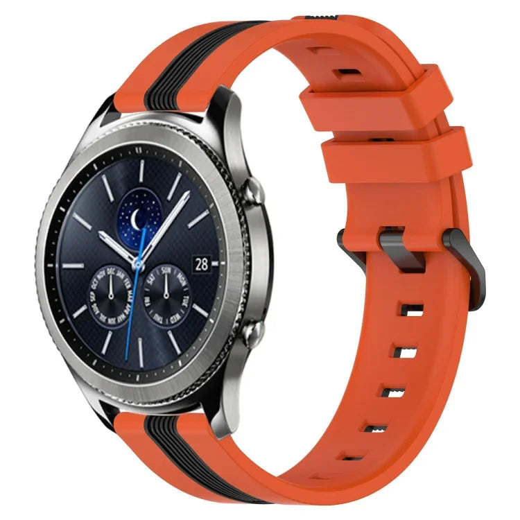 Correia de Relógio de Silicone Bicolor Vertical 22mm, Para Samsung Galaxy Watch3 45mm, Para Samsung Galaxy Watch 46mm, Para Samsung Gear S3 Classic, Para Samsung Gear S3 Frontier