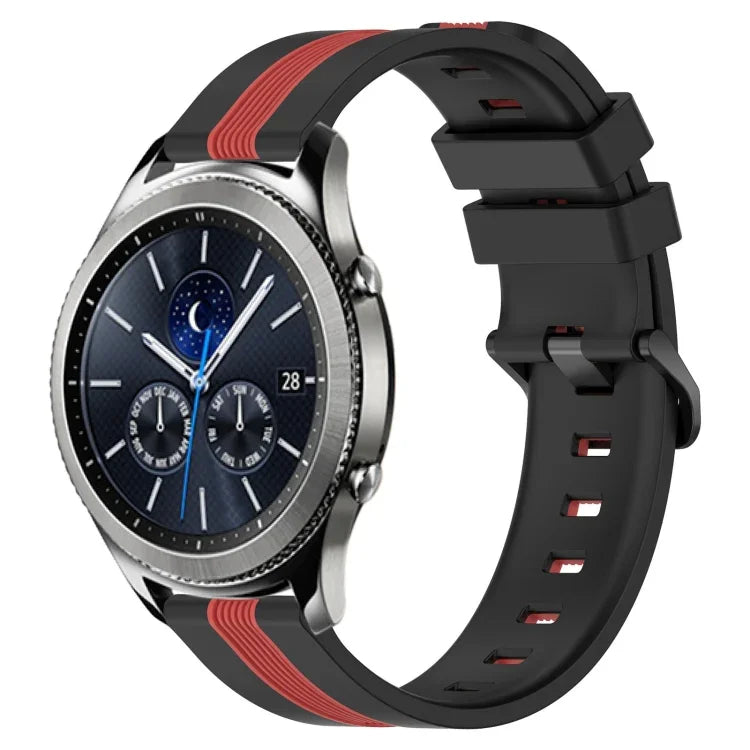 Correia de Relógio de Silicone Bicolor Vertical 22mm, Para Samsung Galaxy Watch3 45mm, Para Samsung Galaxy Watch 46mm, Para Samsung Gear S3 Classic, Para Samsung Gear S3 Frontier
