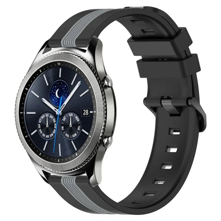 Correia de Relógio de Silicone Bicolor Vertical 22mm, Para Samsung Galaxy Watch3 45mm, Para Samsung Galaxy Watch 46mm, Para Samsung Gear S3 Classic, Para Samsung Gear S3 Frontier