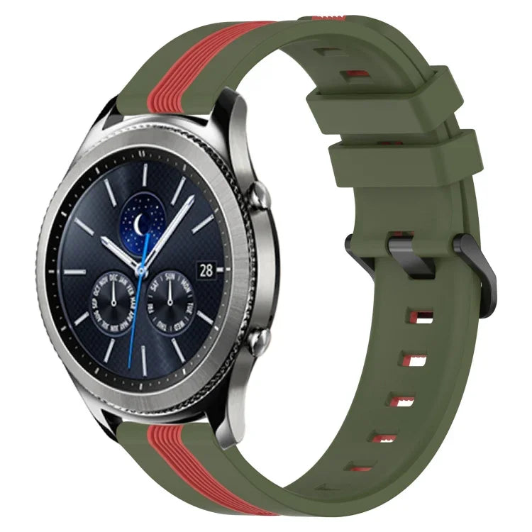 Correia de Relógio de Silicone Bicolor Vertical 22mm, Para Samsung Galaxy Watch3 45mm, Para Samsung Galaxy Watch 46mm, Para Samsung Gear S3 Classic, Para Samsung Gear S3 Frontier