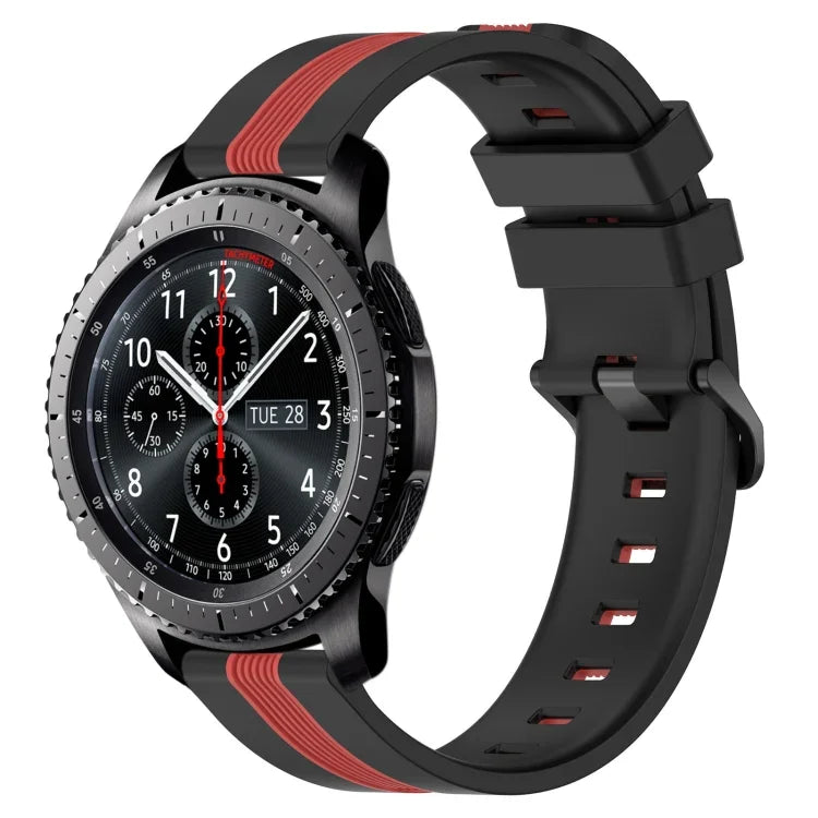 Correia de Relógio de Silicone Bicolor Vertical 22mm, Para Samsung Galaxy Watch3 45mm, Para Samsung Galaxy Watch 46mm, Para Samsung Gear S3 Classic, Para Samsung Gear S3 Frontier