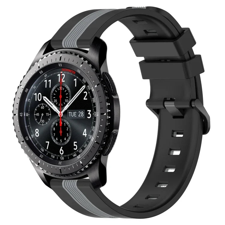 Correia de Relógio de Silicone Bicolor Vertical 22mm, Para Samsung Galaxy Watch3 45mm, Para Samsung Galaxy Watch 46mm, Para Samsung Gear S3 Classic, Para Samsung Gear S3 Frontier
