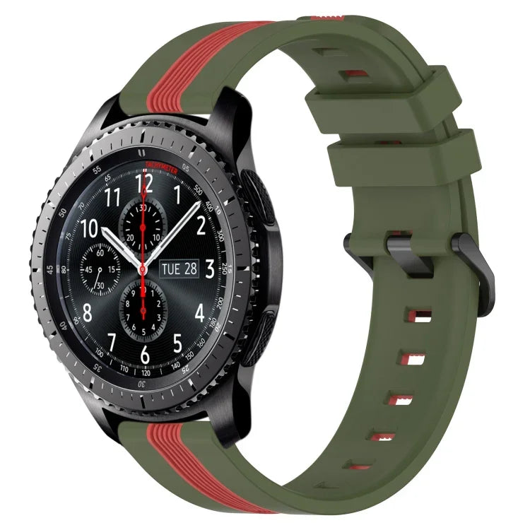 Correia de Relógio de Silicone Bicolor Vertical 22mm, Para Samsung Galaxy Watch3 45mm, Para Samsung Galaxy Watch 46mm, Para Samsung Gear S3 Classic, Para Samsung Gear S3 Frontier