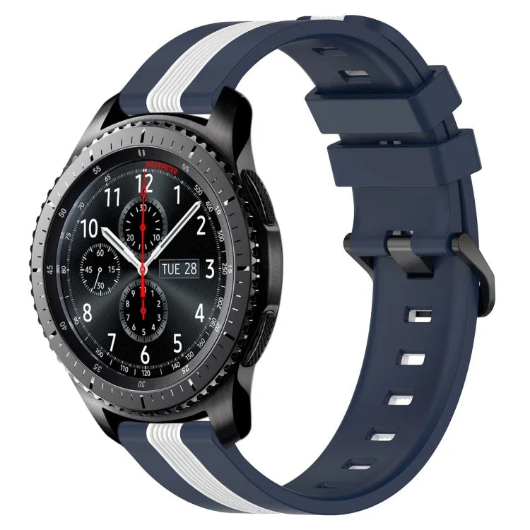 Correia de Relógio de Silicone Bicolor Vertical 22mm, Para Samsung Galaxy Watch3 45mm, Para Samsung Galaxy Watch 46mm, Para Samsung Gear S3 Classic, Para Samsung Gear S3 Frontier