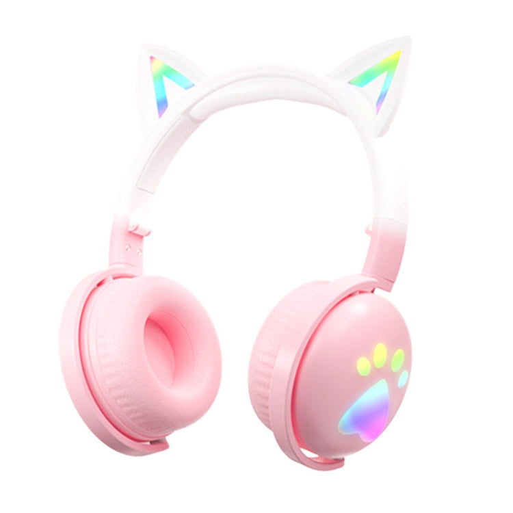 Auricular Musical Sem Fios Bluetooth KE28 com Orelhas de Gato RGB e Microfone Destacável