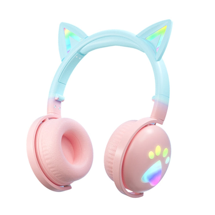 Auricular Musical Sem Fios Bluetooth KE28 com Orelhas de Gato RGB e Microfone Destacável