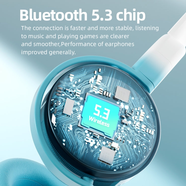 Auricular Musical Sem Fios Bluetooth KE28 com Orelhas de Gato RGB e Microfone Destacável