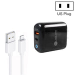 Carregador de Telemóvel PD04 Type-C + USB com Cabo USB para 8 Pinos, Ficha US, Ficha US + Cabo USB para 8 Pinos