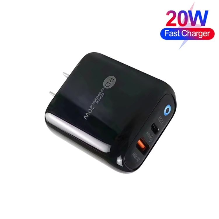 Carregador de Telemóvel PD04 Type-C + USB com Cabo USB para 8 Pinos, Ficha US, Ficha US + Cabo USB para 8 Pinos
