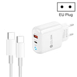 PD04 Carregador de Telemóvel Type-C + USB com Cabo Type-C para Type-C, Ficha EU, Ficha EU + Cabo Type-C para Type-C