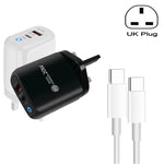 PD04 Carregador de Telemóvel Type-C + USB com Cabo Type-C para Type-C, Ficha UK, Ficha UK + Cabo Type-C para Type-C
