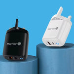 PD04 Carregador de Telemóvel Type-C + USB com Cabo Type-C para Type-C, Ficha UK, Ficha UK + Cabo Type-C para Type-C