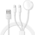 Cabo de Carregamento Magnético USB 3 em 1 para Apple Watch Series & iPhone 1,2m/4ft, DS-XB016