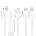 Cabo de Carregamento Magnético USB 3 em 1 para Apple Watch Series, iPhone e Telemóvel com Porta Type-C 1,2m/4ft, DS-XB017