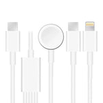 Cabo de Carregamento Magnético USB 3 em 1 para Apple Watch Series & Telemóvel com Duplo Plug Type-C 1,2m/4ft, DS-XB020