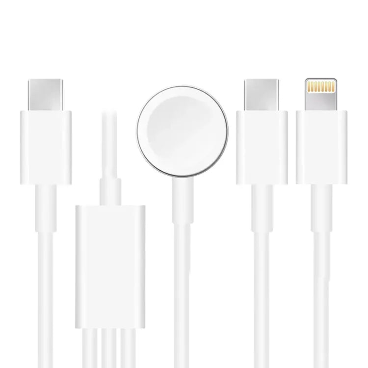 Cabo de Carregamento Magnético USB 3 em 1 para Apple Watch Series & Telemóvel com Duplo Plug Type-C 1,2m/4ft, DS-XB020