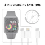 Cabo de Carregamento Magnético USB 3 em 1 para Apple Watch Series & Telemóvel com Duplo Plug Type-C 1,2m/4ft, DS-XB020