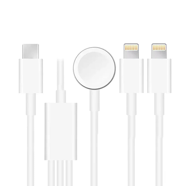 Cabo de Carregamento Magnético 3 em 1 Tipo-C para Apple Watch Series & iPhone 4ft/1.2m, DS-XB019