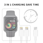 Cabo de Carregamento Magnético 3 em 1 Tipo-C para Apple Watch Series & iPhone 4ft/1.2m, DS-XB019