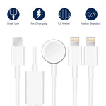 Cabo de Carregamento Magnético 3 em 1 Tipo-C para Apple Watch Series & iPhone 4ft/1.2m, DS-XB019