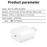 M135 Carregador Rápido USB-C / Type-C 45W com Cabo Type-C para Type-C 5A, Ficha US, Ficha US + Cabo Type-C