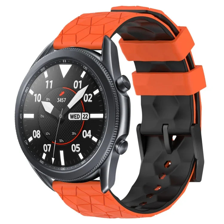 Pulseira de Relógio em Silicone Bicolor com Padrão de Futebol de 22mm, para Samsung Galaxy Watch3 45mm, para Samsung Galaxy Watch 46mm, para Samsung Gear S3 Classic, para Samsung Gear S3 Frontier
