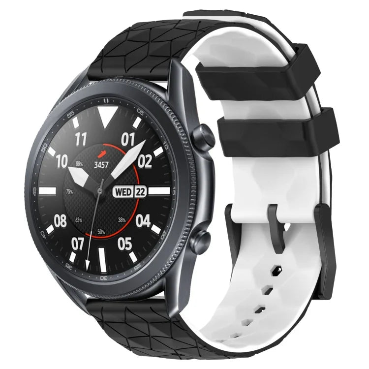 Pulseira de Relógio em Silicone Bicolor com Padrão de Futebol de 22mm, para Samsung Galaxy Watch3 45mm, para Samsung Galaxy Watch 46mm, para Samsung Gear S3 Classic, para Samsung Gear S3 Frontier